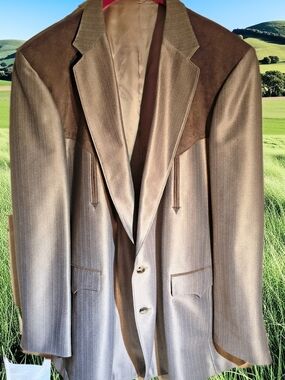 Men's Circle S Brown Two-Tone Western Blazer NWT 56L, Summer Weight Fabric